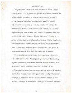 thumbnail of International Women’s Day Speech by Angela Robertson (Toronto) – March 1989