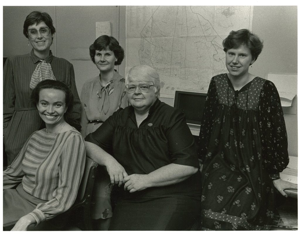 This is an undated photos of CARAL leaders, including : Kathleen Howse, Caroline Lindbergh, Ruth Miller, Norma Scarborough and Karen Hammond.