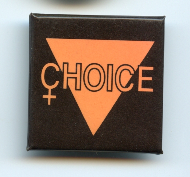 This button expresses Lesbian support for the reproductive justice movement.