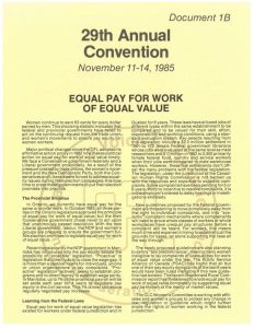 thumbnail of Ontario Federation of Labour Convention Document (1985) – Equal Pay for Work of Equal Value